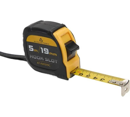 Рулетка измерительная, 5мх19мм, две кнопки фиксации ALUKOMTOOLS HOOK SLOT АТ-РИ1519С